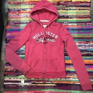 Hollister Co pink zip-up hoodie